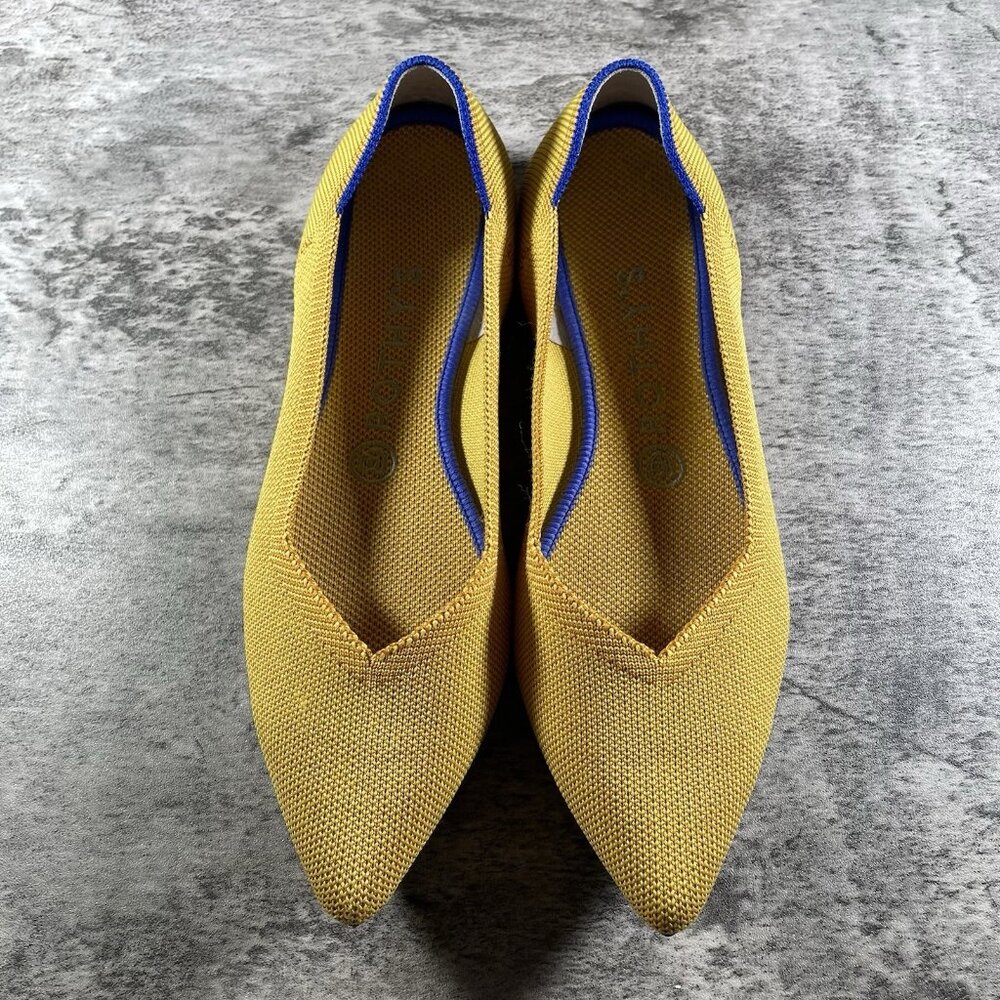 Rothy’s The Point Authentic Ballet Flats Marigold Yellow Knit Flats Size 8.5 EUC - Picture 7 of 9